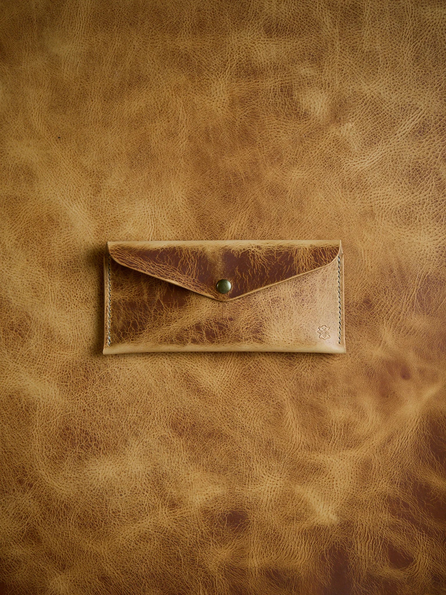 Enveloppe à billets en cuir wax naturel pour billets et cartes