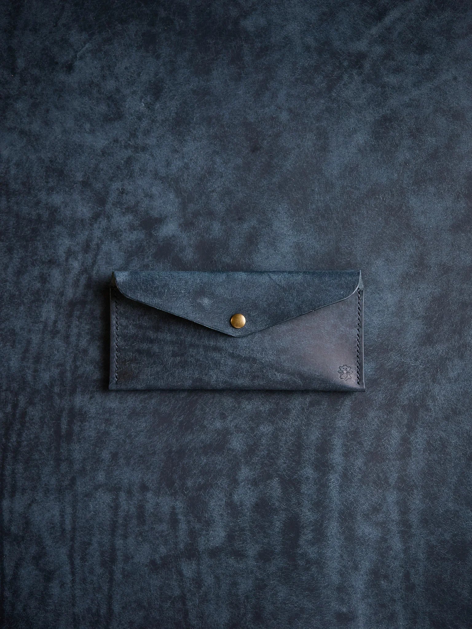 Enveloppe à billets en cuir Pueblo marine pour billets et cartes